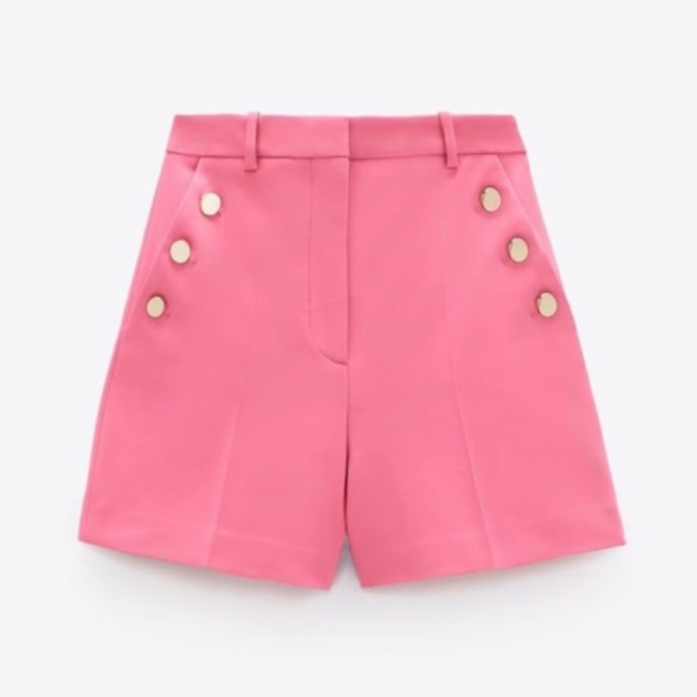 Zara | Pink Gold Button Dress Shorts